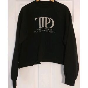 Women Taylor Swift Official The Tortured Poets Department Black Crewneck - Large